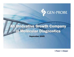 An Innovative Growth Company in Molecular Diagnostics An