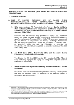 BSP Foreign Exchange Regulations