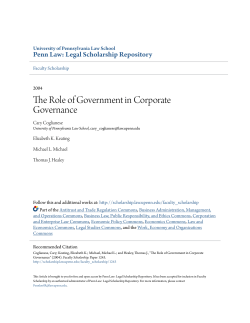 The Role of Government in Corporate Governance