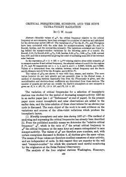 CRITICAL FREQUENCIES, SUNSPOTS, AND THE