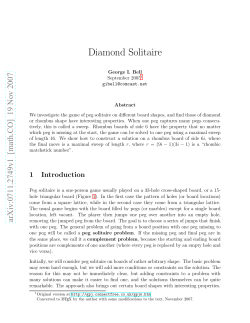 Diamond Solitaire - Semantic Scholar