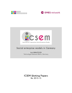 Social enterprise models in Germany ICSEM Working Papers