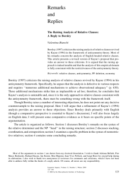 The Raising Analysis of Relative Clauses: A Reply to Borsley