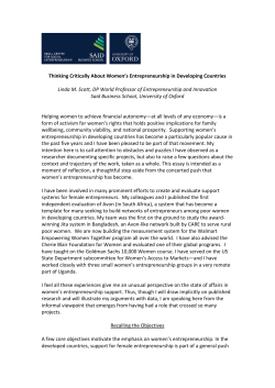 Thinking Critically About Women`s Entrepreneurship in Developing