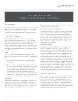 investment philosophy a common sense approach to investing