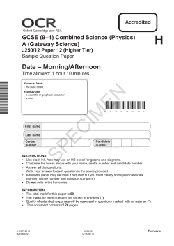 Physics - Higher tier - Paper 12 - Sample assessment material