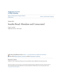 Israelite Bread: Mundane and Consecrated - CORE Scholar