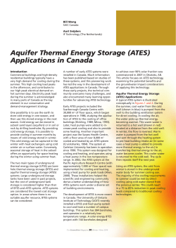 Aquifer Thermal Energy Storage (ATES) Applications in Canada