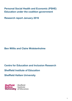 (PSHE) Education under the coalition government