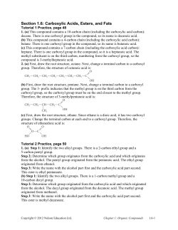 1.6 Carboxylic Acids, Esters and Fats Answers