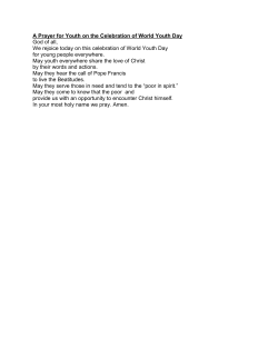 A Prayer for Youth on the Celebration of World Youth Day God of all