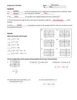 Assignment 3 Parabolas Odd Answers