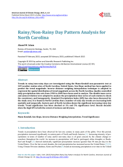 Rainy/Non-Rainy Day Pattern Analysis for North Carolina