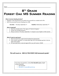 8 Grade Forest Oak MS Summer Reading
