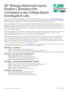 AP* Biology Advanced Inquiry Student Laboratory