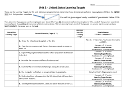 Unit 2 &ndash; United States Learning Targets