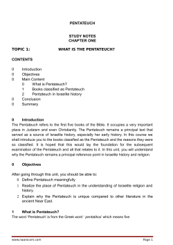 PENTATEUCH STUDY NOTES CHAPTER ONE TOPIC 1