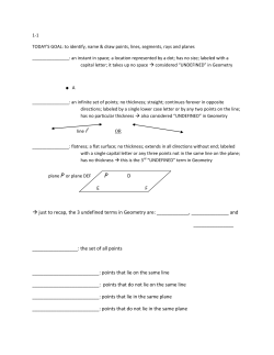 D E F &rarr; just to recap, the 3 undefined terms in Geometry are