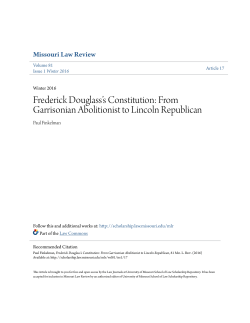 Frederick Douglass&acirc;&bull;Žs Constitution: From Garrisonian Abolitionist