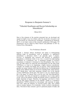 Response to Benjamin Sommer`s “Yehezkel Kaufmann and