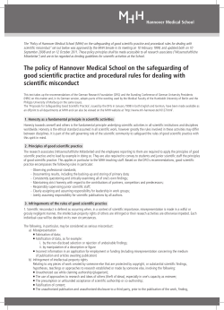 Principles of the Hannover Medical School on Safeguarding Good