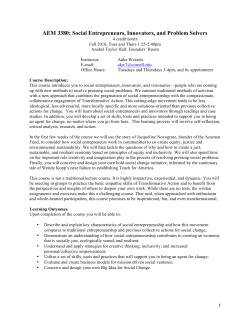 AEM 3380: Social Entrepreneurs, Innovators, and Problem Solvers