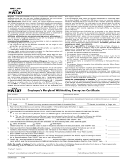 MW 507 - Maryland Tax Forms and Instructions