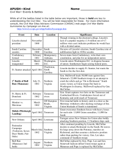 Key Civil War Battles Chart
