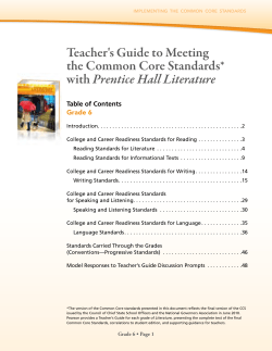 Teacher`s Guide to Meeting the Common Core