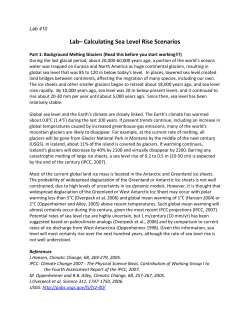 Lab– Calculating Sea Level Rise Scenarios