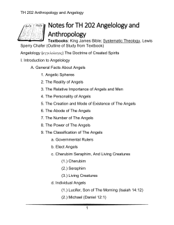 Notes for TH 202 Angelology and Anthropology