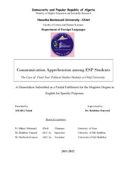 Communication Apprehension among ESP Students