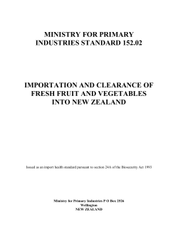 Importation and Clearance of Fresh Fruit and Vegetables into