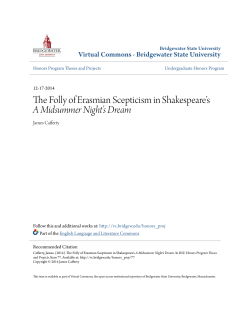 The Folly of Erasmian Scepticism in Shakespeare`s A Midsummer