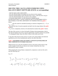 Harjoitusteht&auml;v&auml;n ratkaisu taulukkolaskennalla (Excel)