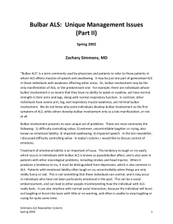 Bulbar ALS: Unique Management Issues (Part II)