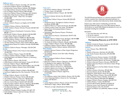 Participating Museums as of 8/1/2016