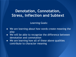 Denotation, Connotation, Stress, Inflection and