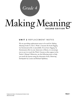 Making Meaning Second Edition Grade 4, Unit 2, Week 1