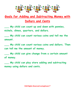 Goals for Adding and Subtracting Money with
