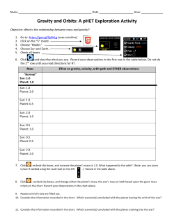 Gravity and Orbits: A pHET Exploration Activity