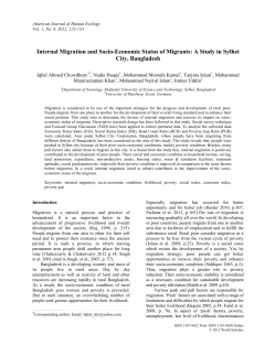 Internal Migration and Socio-Economic and Poverty Status of