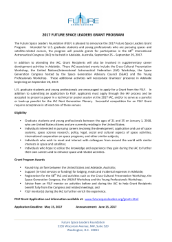 2017 FUTURE SPACE LEADERS GRANT PROGRAM