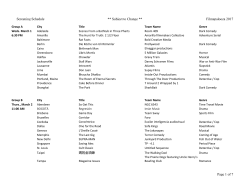 Screening Schedule ** Subject to Change ** Filmapalooza 2017