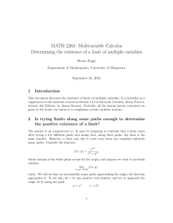MATH 2263: Multivariable Calculus Determining the existence of a
