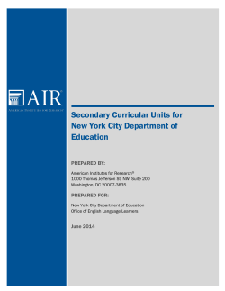 Secondary Curricular Units for New York City Department of Education