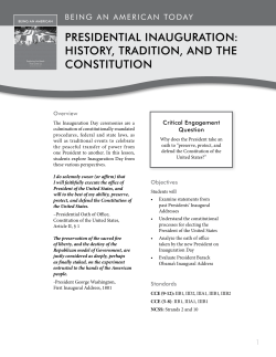 PrESidEntial inauguratiOn: HiStOry, traditiOn, and tHE COnStitutiOn