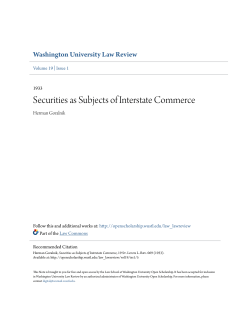 Securities as Subjects of Interstate Commerce