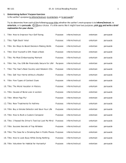 RD 115 Ch. 8: Critical Reading Practice 1 I. Determining Authors