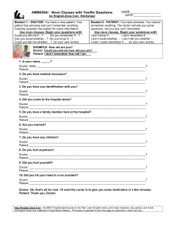 Amnesia! A Noun Clause Activity - English